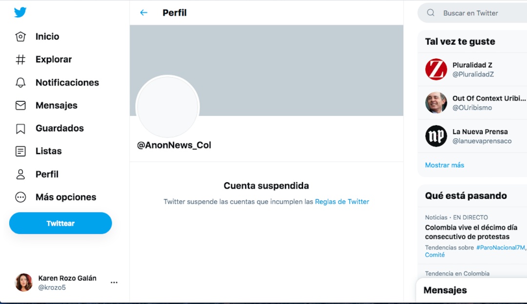 Twitter bloqueó cuentas de Anonymous Colombia por infringir sus políticas
