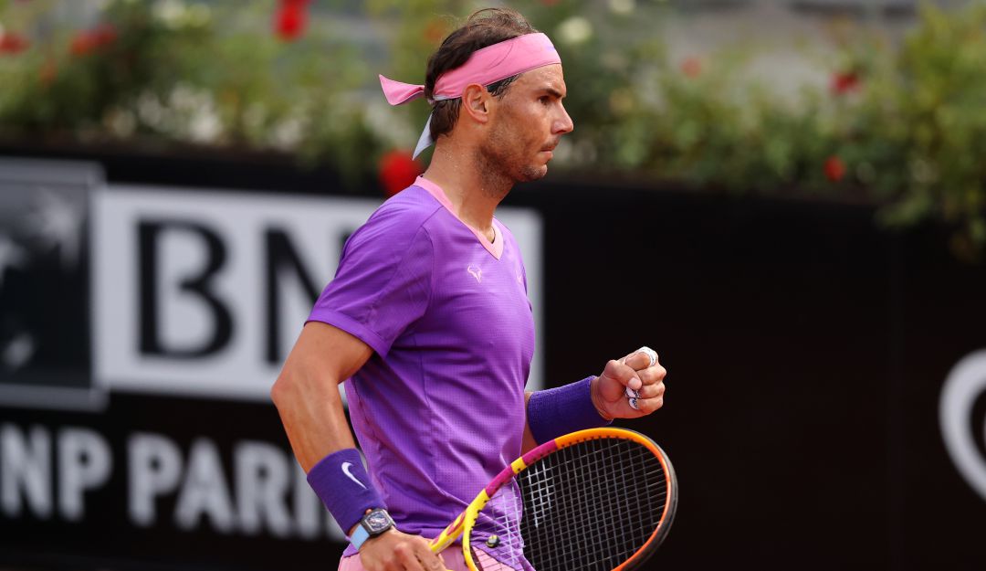 Rafael Nadal festeja su victoria en Roma ante Sinner. Rafael Nadal festeja su victoria en Roma ante Sinner.