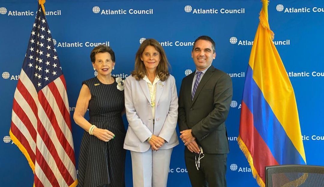 La vicepresidenta y canciller, Marta Lucía Ramírez, durante su visita al Atlantic Council. La vicepresidenta y canciller, Marta Lucía Ramírez, durante su visita al Atlantic Council.