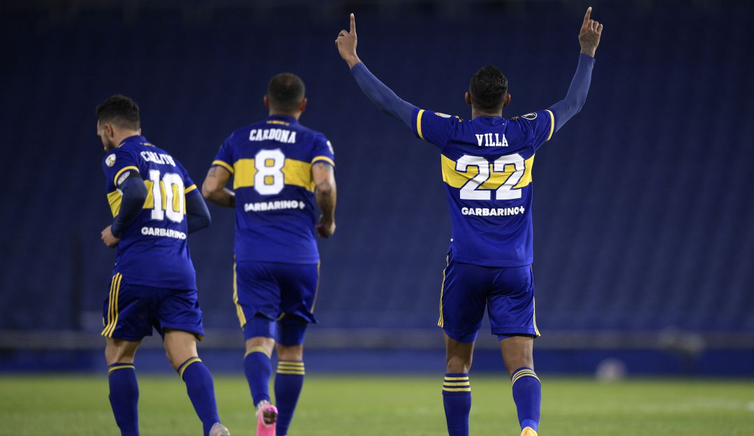 Sebastián Villa festeja su tercera anotación en esta edición de la Copa Libertadores. Sebastián Villa festeja su tercera anotación en esta edición de la Copa Libertadores.