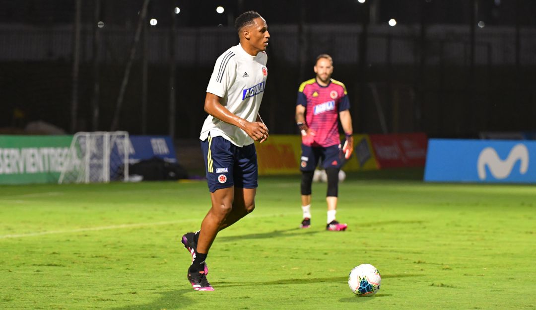 Yerry Mina en una práctica con la Selección Colombia Yerry Mina en una práctica con la Selección Colombia