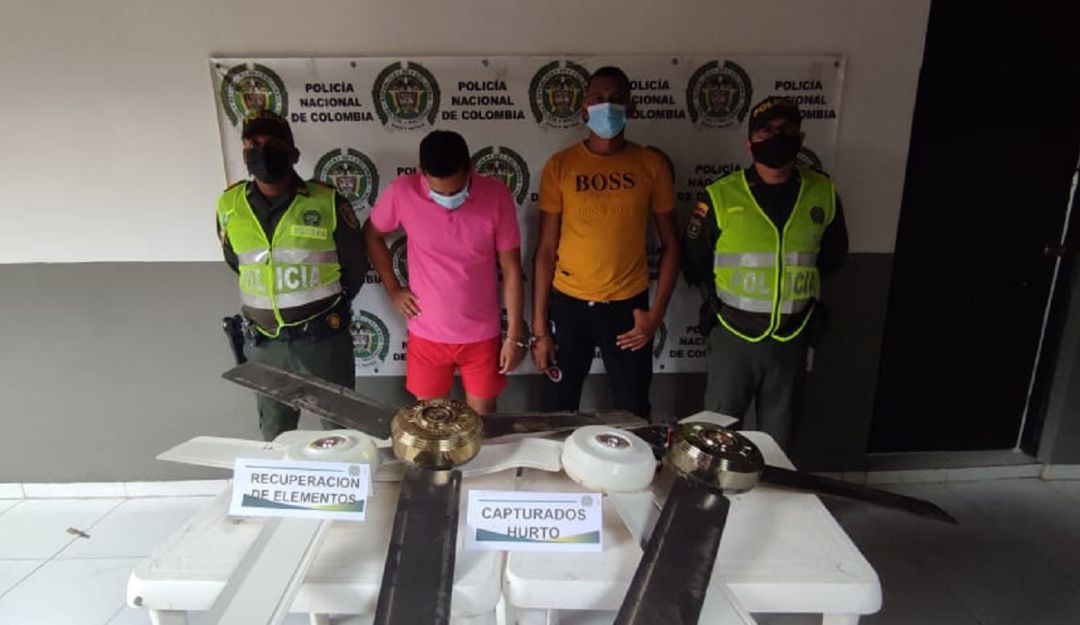 El procedimiento se llevó a cabo en el municipio de Talaigua Nuevo luego de que emprendieran la huida con los elementos robados El procedimiento se llevó a cabo en el municipio de Talaigua Nuevo luego de que emprendieran la huida con los elementos robados