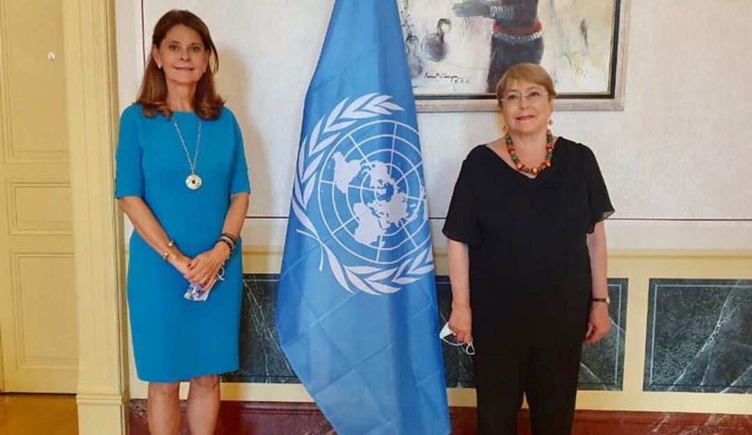 Marta Lucía Ramírez se reunió con la Alta Comisionada de las Naciones Unidas para los Derechos Humanos, Michelle Bachelet Marta Lucía Ramírez se reunió con la Alta Comisionada de las Naciones Unidas para los Derechos Humanos, Michelle Bachelet