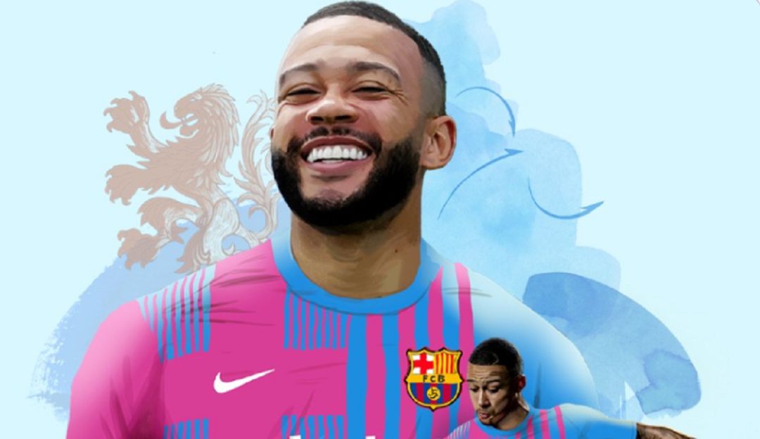 La ilustración con la que Barcelona presentó a Memphis Depay. La ilustración con la que Barcelona presentó a Memphis Depay.
