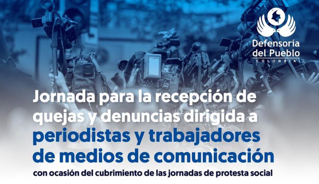 Defensoría recibirá denuncias de periodistas atacados en medio del paro nacional Defensoría recibirá denuncias de periodistas atacados en medio del paro nacional