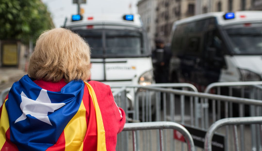 Manifestante por la independencia de Cataluña Manifestante por la independencia de Cataluña