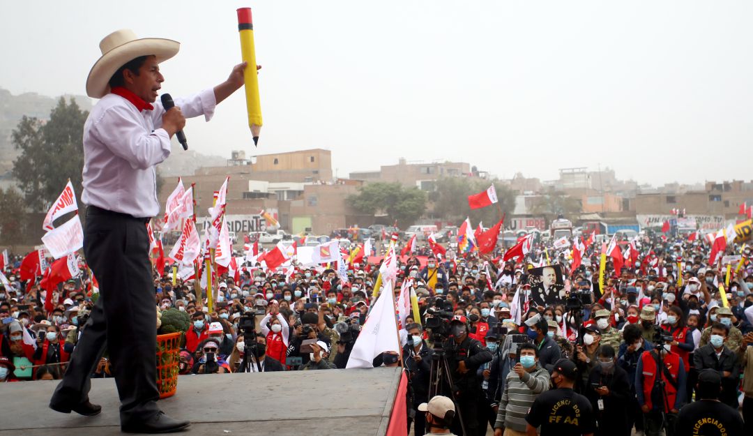 Pedro Castillo, nuevo presidente de Perú, durante campaña. Pedro Castillo, nuevo presidente de Perú, durante campaña.