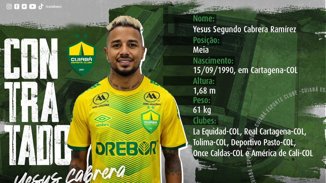 Yesus Cabrera, nuevo jugador del Cuiabá de Brasil