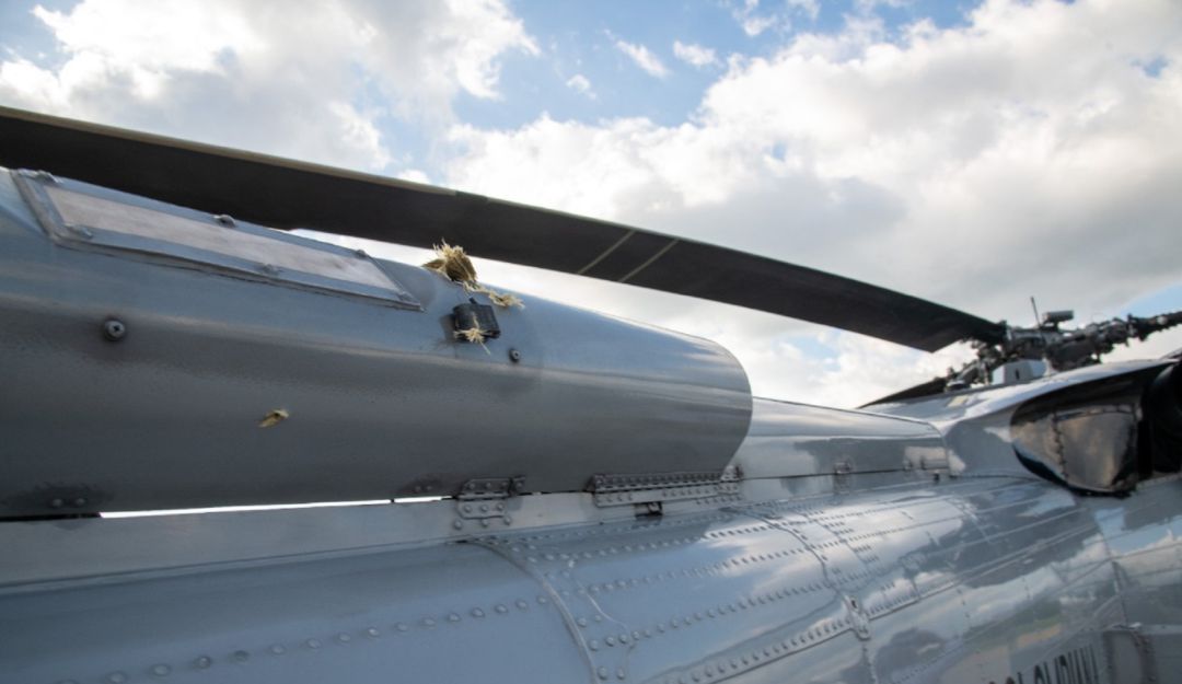 El helicóptero presidencial recibió seis impactos de arma de fuego. El helicóptero presidencial recibió seis impactos de arma de fuego.