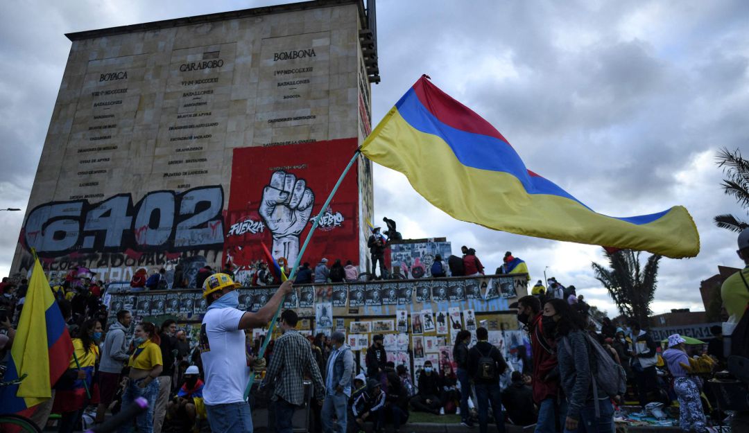 Una de las protestas en Bogotá en contra del Gobierno de Iván Duque, el pasado 20 de julio Una de las protestas en Bogotá en contra del Gobierno de Iván Duque, el pasado 20 de julio