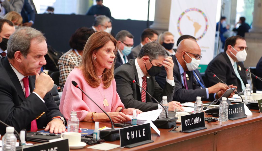 La vicepresidenta y canciller colombiana, Marta Lucía Ramírez, durante su participación en la reunión de cancilleres del Celac. La vicepresidenta y canciller colombiana, Marta Lucía Ramírez, durante su participación en la reunión de cancilleres del Celac.