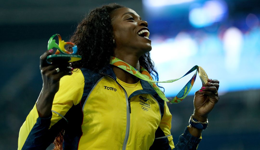 Caterine Ibargüen festeja con el oro de Río de Janeiro 2016 Caterine Ibargüen festeja con el oro de Río de Janeiro 2016