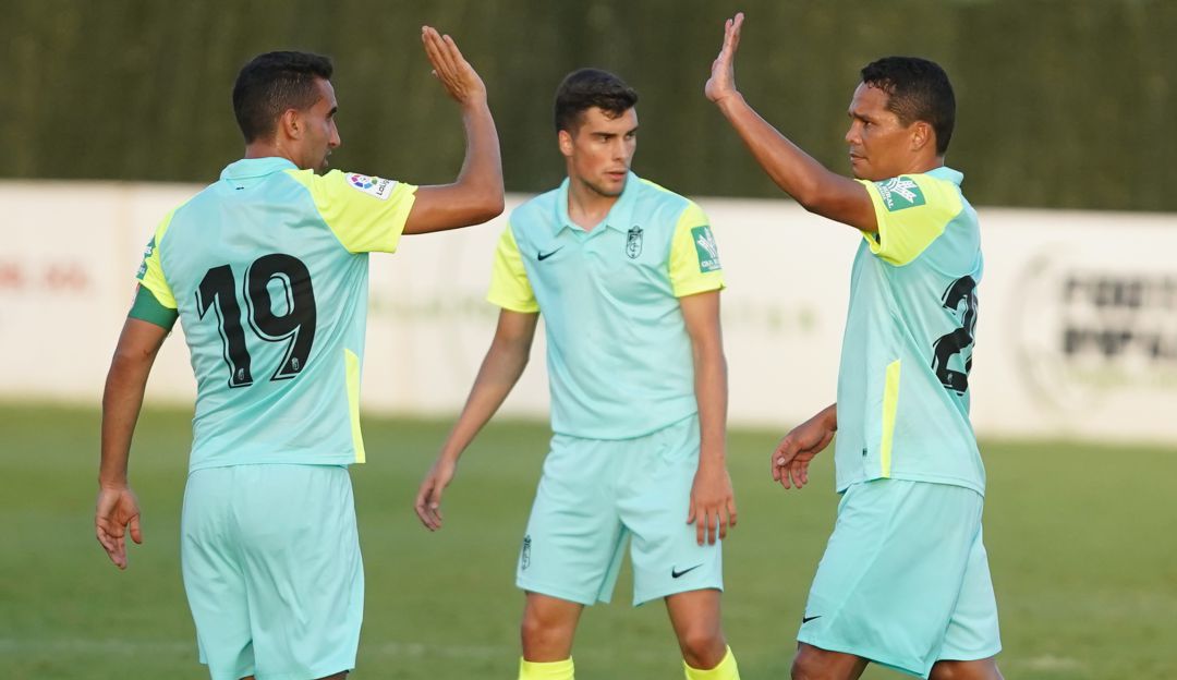 Carlos Bacca celebra su primer gol con la camiseta del Granada. Carlos Bacca celebra su primer gol con la camiseta del Granada.