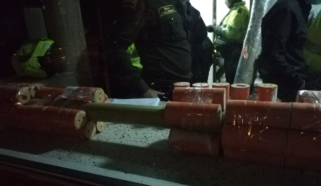 Cargas de explosivos incautados por las autoridades. Cargas de explosivos incautados por las autoridades.
