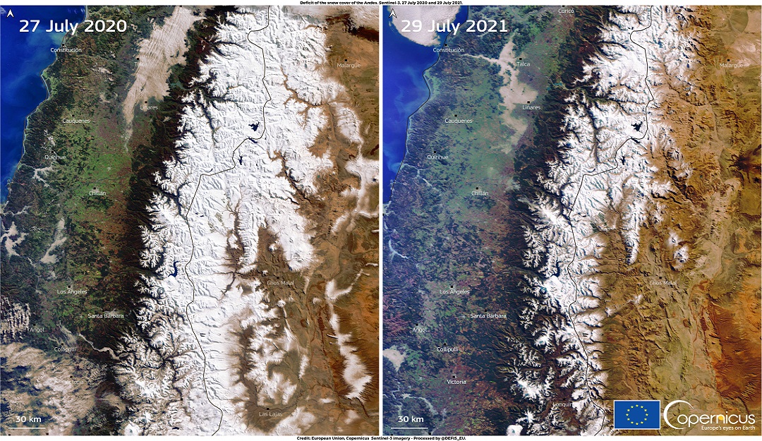 Déficit de cobertura de nieve de los Andes. Déficit de cobertura de nieve de los Andes.