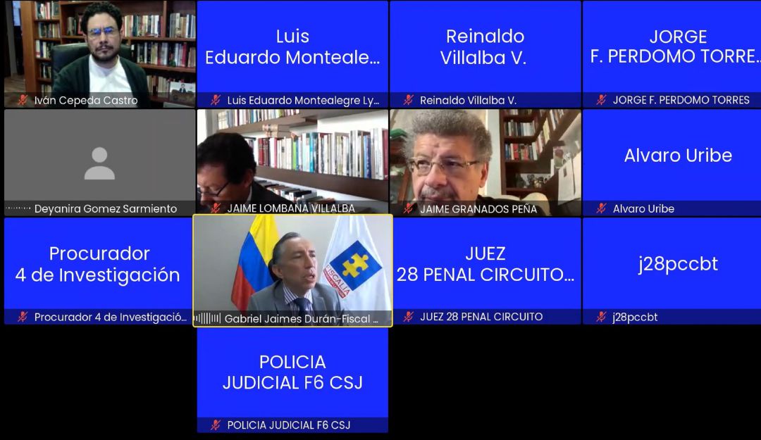 Foto tomada de la audiencia de solciitud de preclusión a favor del expresidente Álvaro Uribe Foto tomada de la audiencia de solciitud de preclusión a favor del expresidente Álvaro Uribe