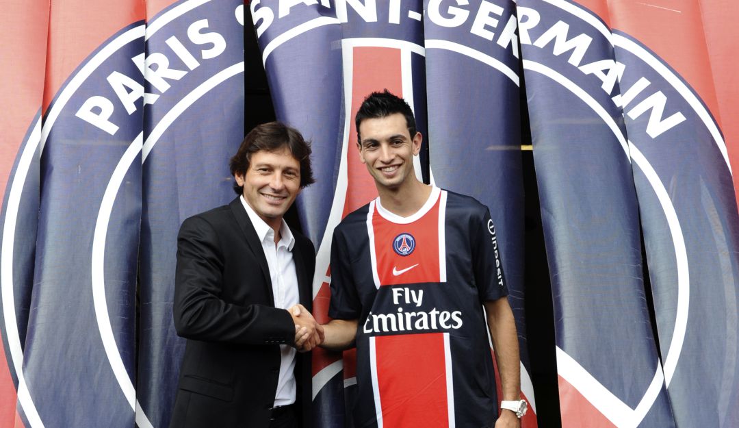 Leonardo, director deportivo del club y el argentino Javier Pastore Leonardo, director deportivo del club y el argentino Javier Pastore