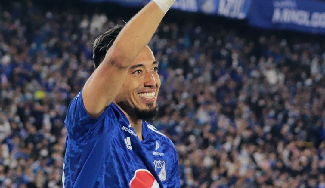 Fernando Uribe festeja su primer gol ante el Junior. Fernando Uribe festeja su primer gol ante el Junior.