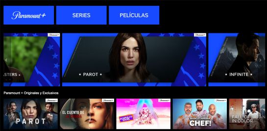 Interfaz de Paramount+ en Claro Video Interfaz de Paramount+ en Claro Video