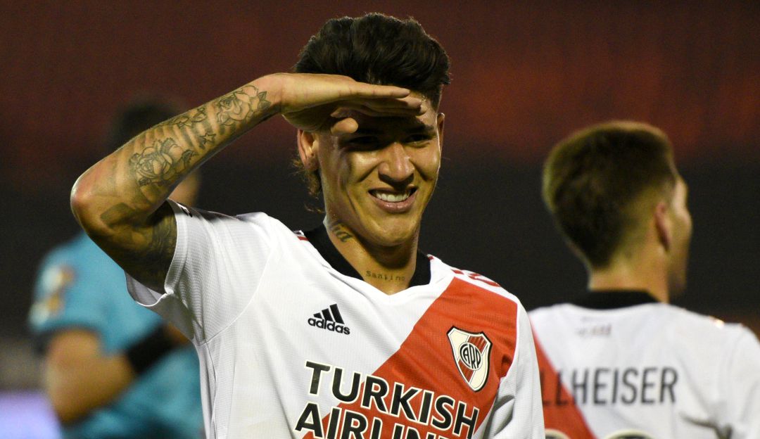 Jorge Carrascal festeja su anotación ante Newell's Old Boys. Jorge Carrascal festeja su anotación ante Newell's Old Boys.