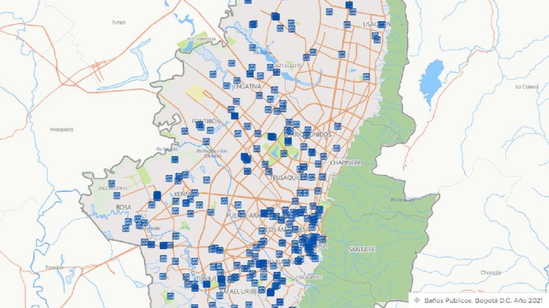 Mapa de baños públicos de Bogotá