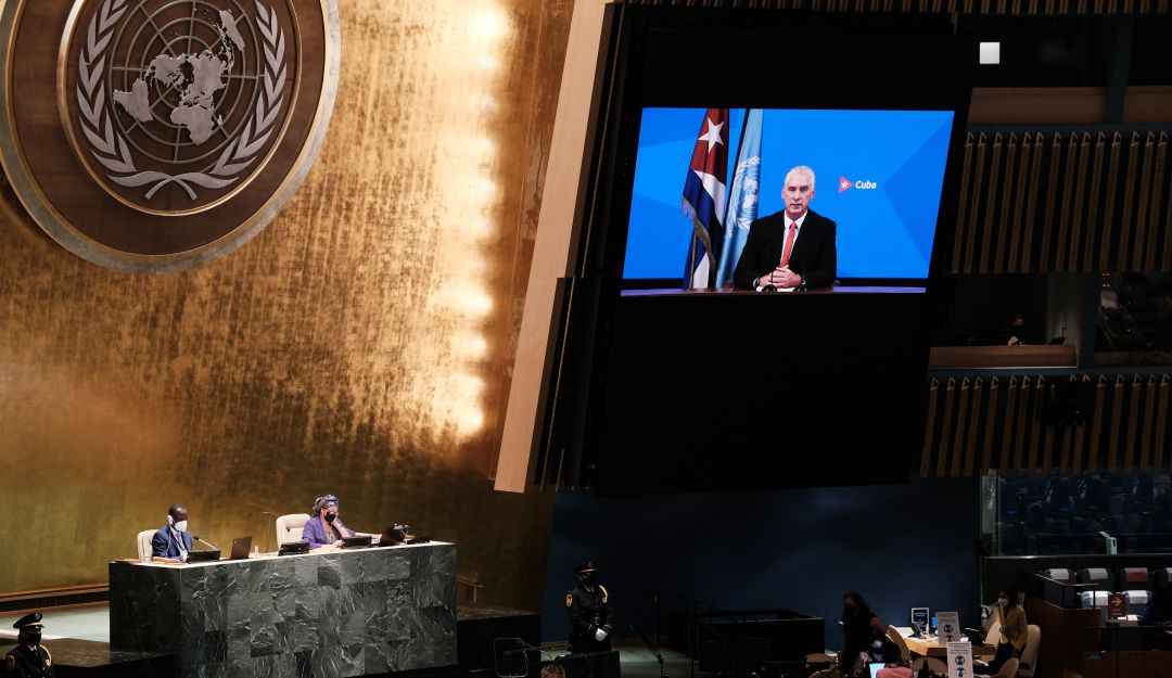 Presentación del vídeo del presidente cubano Miguel Díaz-Canel ante la Asamblea General de las Naciones Unidas. Presentación del vídeo del presidente cubano Miguel Díaz-Canel ante la Asamblea General de las Naciones Unidas.