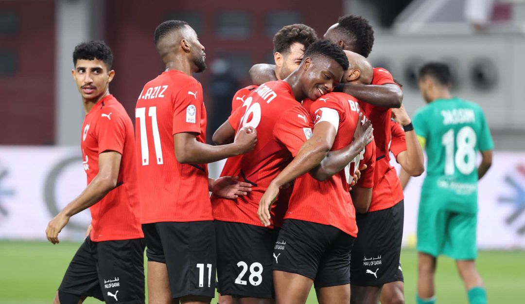 Los jugadores del Al-Rayyan celebran el gol del triunfo. Los jugadores del Al-Rayyan celebran el gol del triunfo.