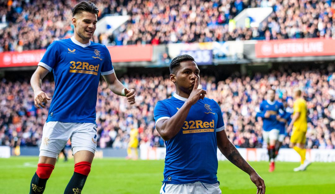Alfredo Morelos festeja su anotación para el triunfo. Alfredo Morelos festeja su anotación para el triunfo.