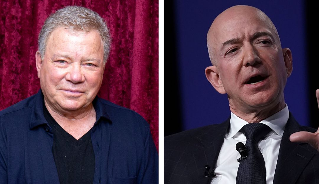 El actor William Shatner y el empresario Jeff Bezos El actor William Shatner y el empresario Jeff Bezos