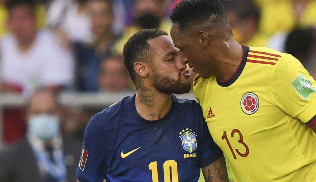 Neymar y Yerry Mina en Colombia 0 - 0 Brasil en Eliminatoria a 2021 Neymar y Yerry Mina en Colombia 0 - 0 Brasil en Eliminatoria a 2021