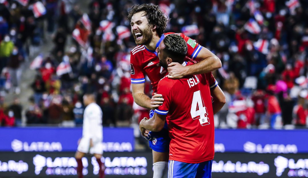 Ben Brereton festeja su gol ante Venezuela. Ben Brereton festeja su gol ante Venezuela.
