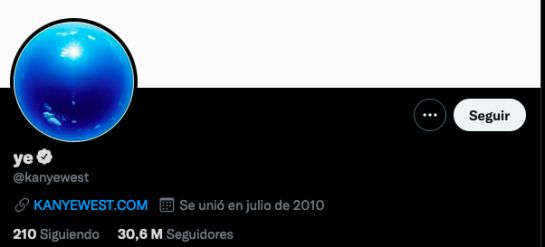 Captura de pantalla de la cuenta de Twitter de Kanye West Captura de pantalla de la cuenta de Twitter de Kanye West