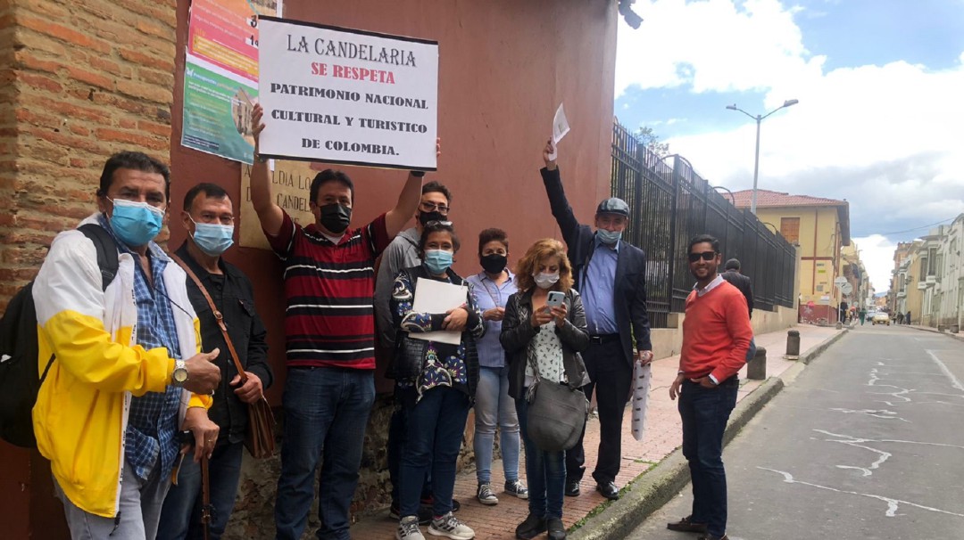 Plantón en contra de la unificación de La Candelaria con otras localidades