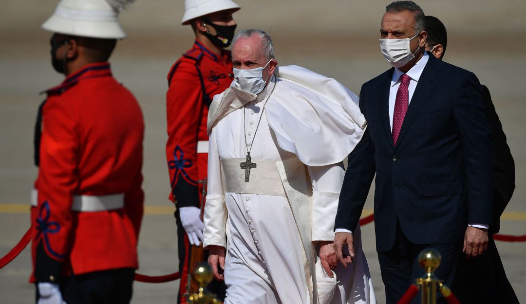 El papa Francisco durante un viaje en medio de la pandemia. El papa Francisco durante un viaje en medio de la pandemia.