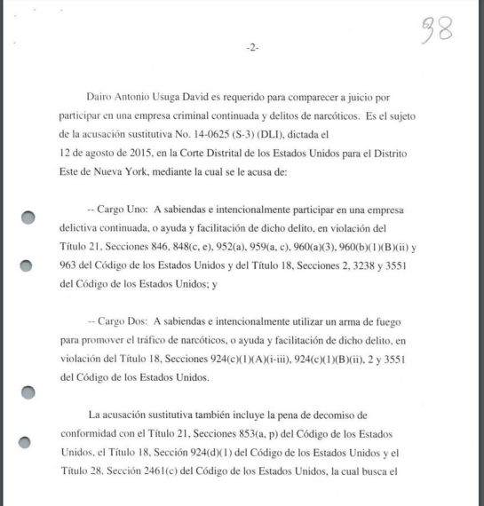 Notificación de retiro de una de las solicitudes de extradición de alias 'Otoniel' Notificación de retiro de una de las solicitudes de extradición de alias 'Otoniel'