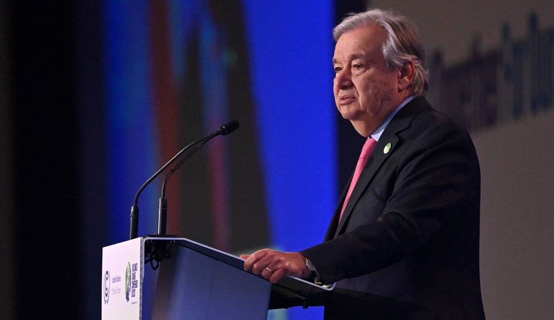 El secretario general de las Naciones Unidas, António Guterres, en la Conferencia Climática de Glasgow. El secretario general de las Naciones Unidas, António Guterres, en la Conferencia Climática de Glasgow.
