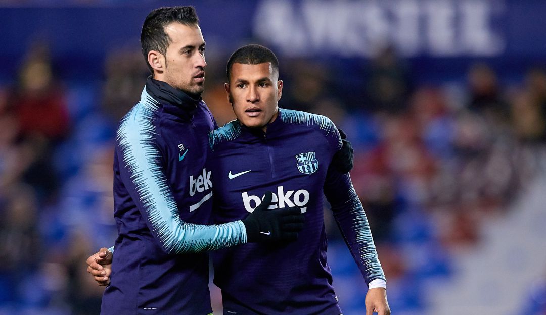 Sergio Busquets y Jeison Murillo en el Barcelona Sergio Busquets y Jeison Murillo en el Barcelona