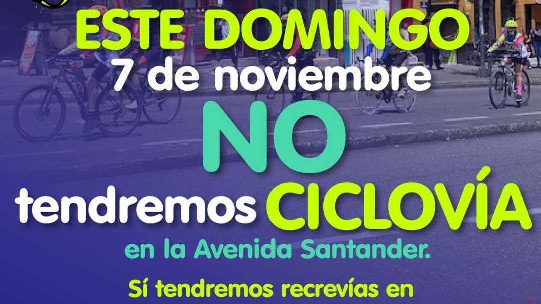 No habrá ciclovía el 7 de noviembre por la Av. Santander de Manizales