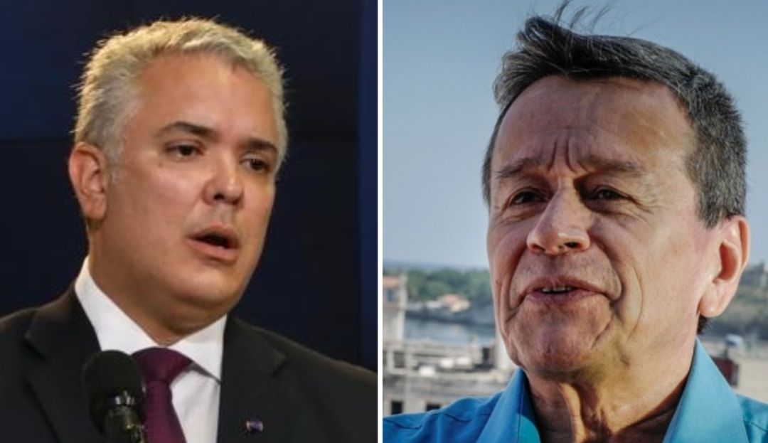 El presidente Iván Duque y Pablo Beltrán, máximo líder del ELN El presidente Iván Duque y Pablo Beltrán, máximo líder del ELN