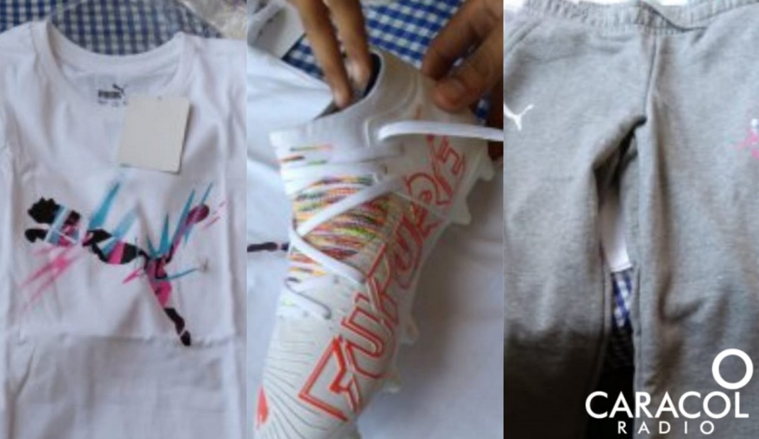 Camiseta, guayos y sudadera que le fue entregada a Noymar Camiseta, guayos y sudadera que le fue entregada a Noymar