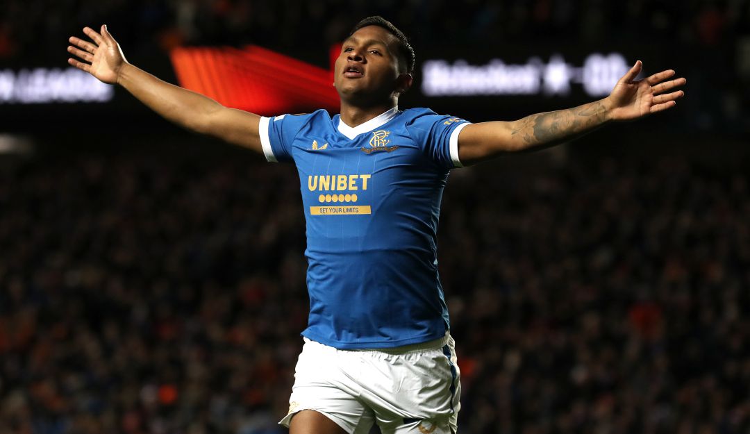 Alfredo Morelos festeja su segunda anotación de la noche. Alfredo Morelos festeja su segunda anotación de la noche.