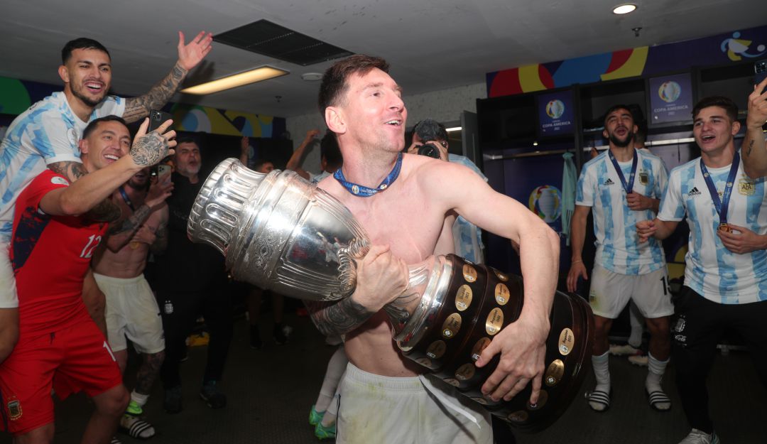 Lionel Messi celebrando la Copa América 2021 Lionel Messi celebrando la Copa América 2021