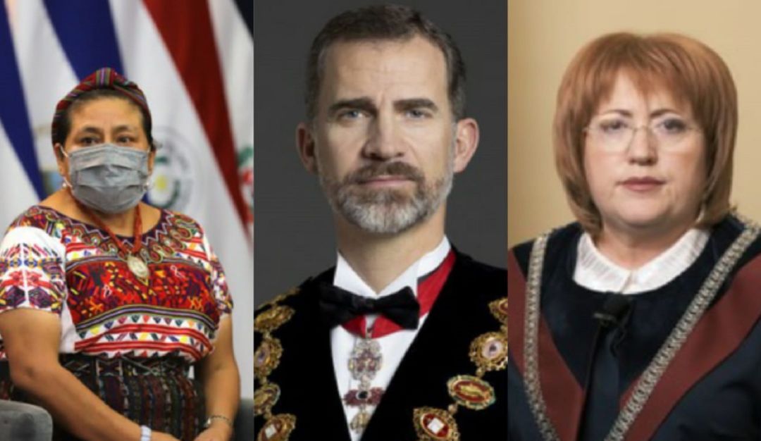 Rigoberta Menchú, el Rey Felipe VI España y Domnica Manole. Rigoberta Menchú, el Rey Felipe VI España y Domnica Manole.