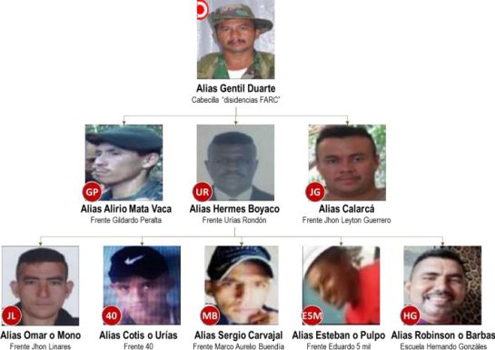 Componente orgánico del grupo disidente que maneja alias 'Gentil Duarte', y que incluye a alias 'Cotis'. Componente orgánico del grupo disidente que maneja alias 'Gentil Duarte', y que incluye a alias 'Cotis'.