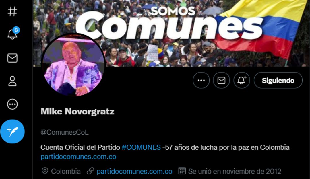 Cuenta de Twitter del partido Comunes. Cuenta de Twitter del partido Comunes.