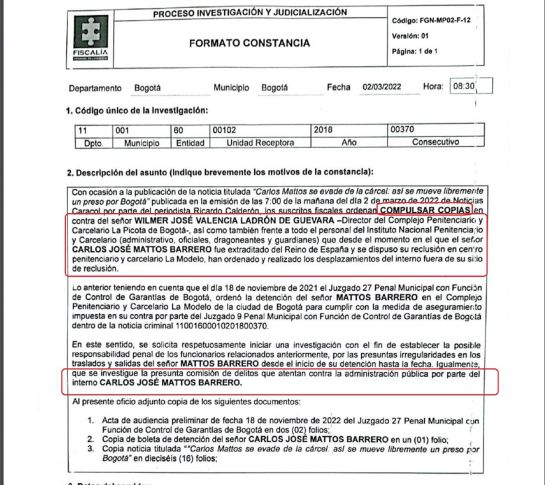 El Dir. (e) del INPEC firmó los permisos de salidas para Carlos Mattos El Dir. (e) del INPEC firmó los permisos de salidas para Carlos Mattos