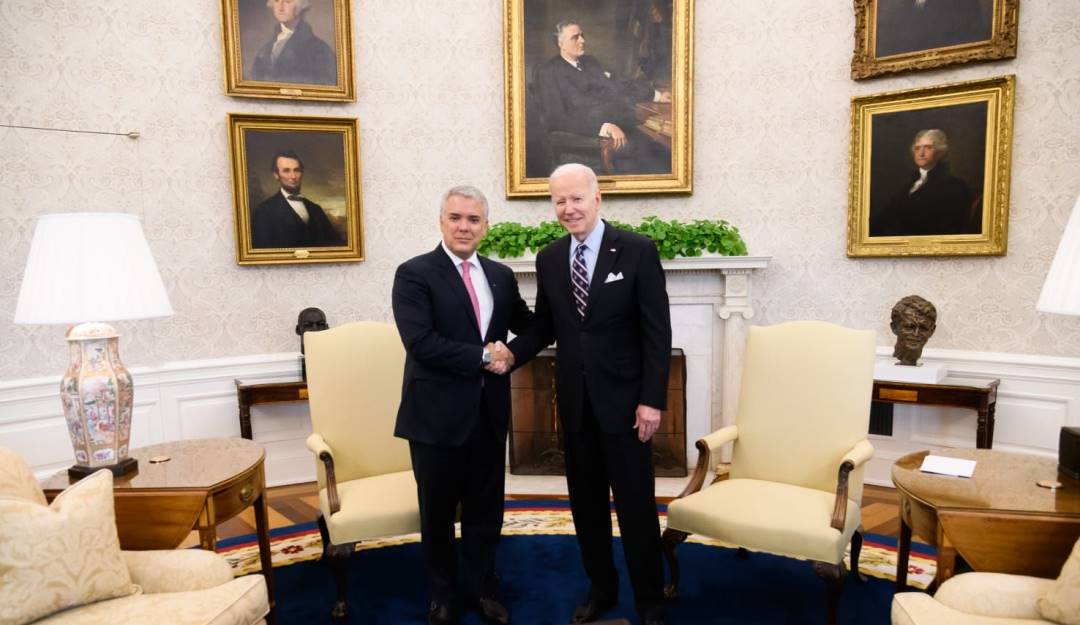 Saludo de los presidentes Duque y Biden. Foto: Cortesía Presidencia Colombia Saludo de los presidentes Duque y Biden. Foto: Cortesía Presidencia Colombia