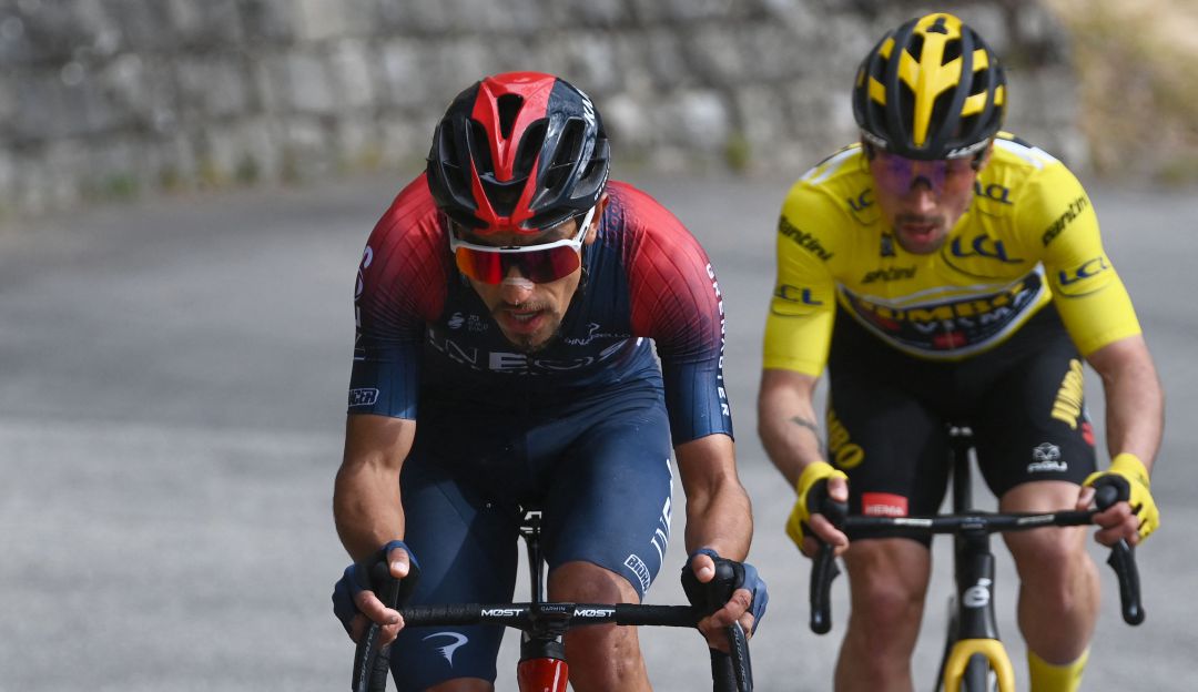Daniel Martínez y Primoz Roglic en la Paris - Niza. Daniel Martínez y Primoz Roglic en la Paris - Niza.