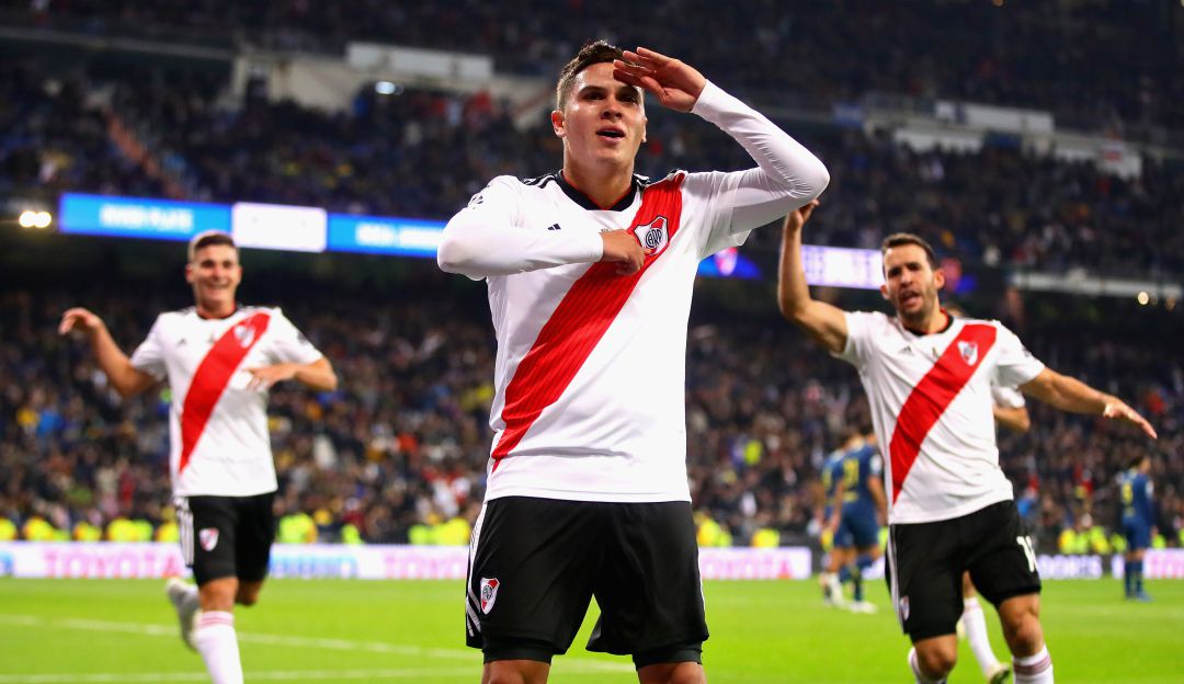 Juan Fernando Quintero en la celebración del gol a Boca Juniors en la Copa Libertadores. Juan Fernando Quintero en la celebración del gol a Boca Juniors en la Copa Libertadores.