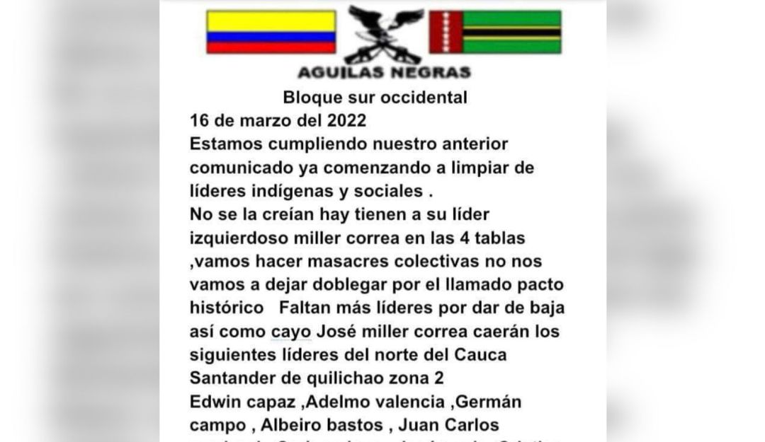 Amenazas contra líderes Amenazas contra líderes